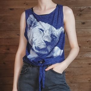 White Lion Blue Tie Tank Top